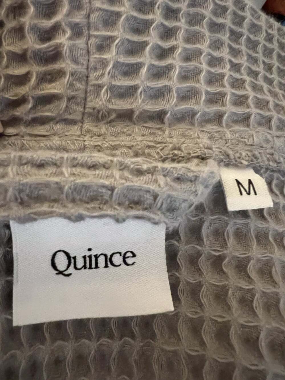 Quince Organic Cotton Waffle Robe Medium Gray Shawl Collar Belted NWOT - Picture 13 of 14